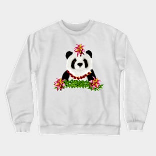 Panda, Tropical Bear, Floral Crewneck Sweatshirt